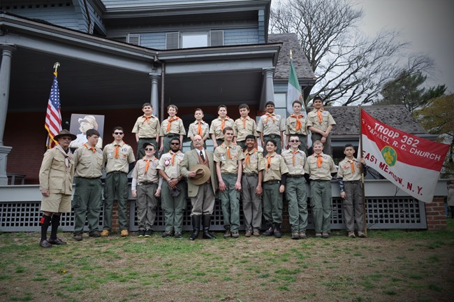 Boy Scouts celebrate National Park Week and the Centennial of the Theodore Roosevelt Council at Sagamore Hill NHS