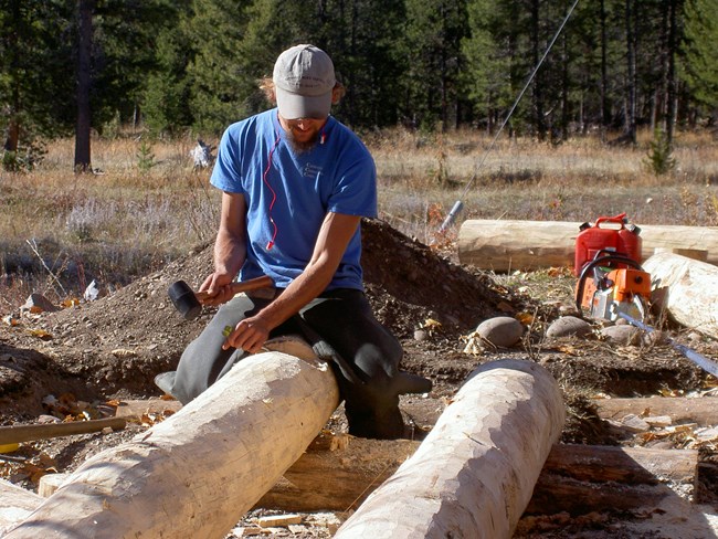 California Conservation Corps working on Lucas-Fabian Bridge.