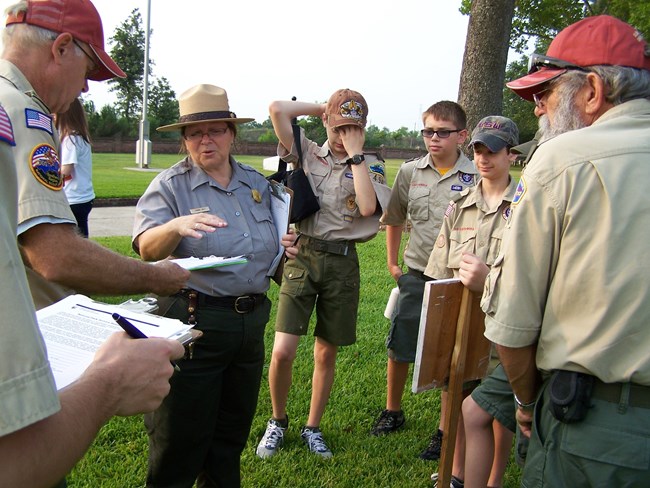 Scouts standing with Park Ranger.