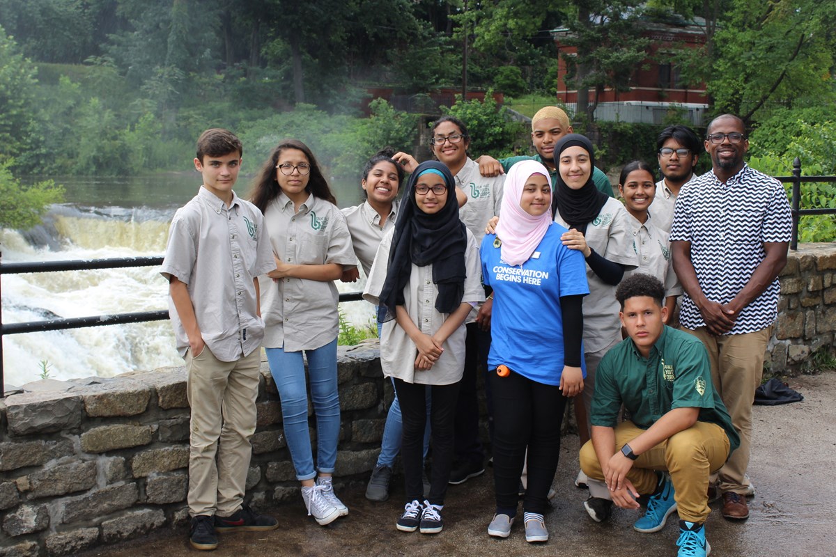 Youth Corps members by the falls Youth Corps members by the falls