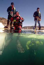 Gearing up for an ice dive