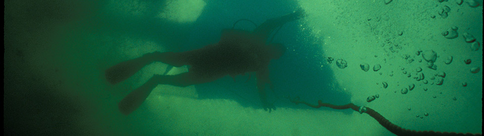 Ice diver at entry point