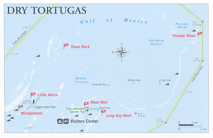 Dry Tortugas Dive Site Map