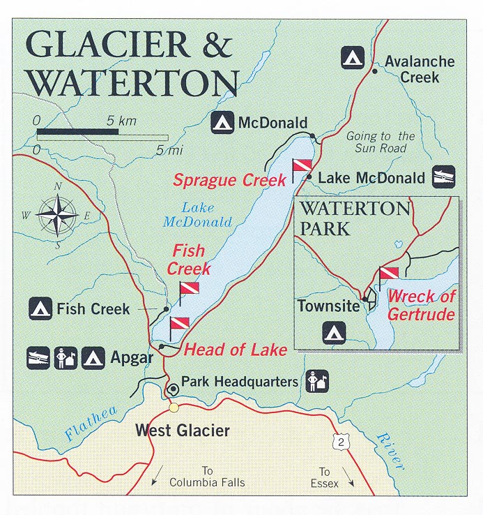 Glacier National Park Dive Site Map