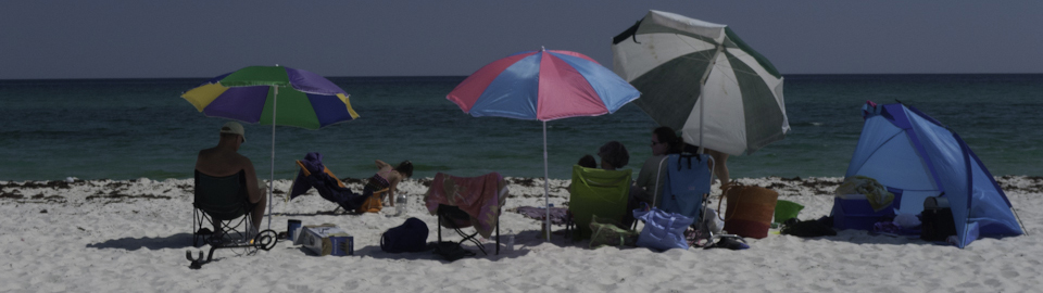 Beach goers at Gulf Islands National Seashore