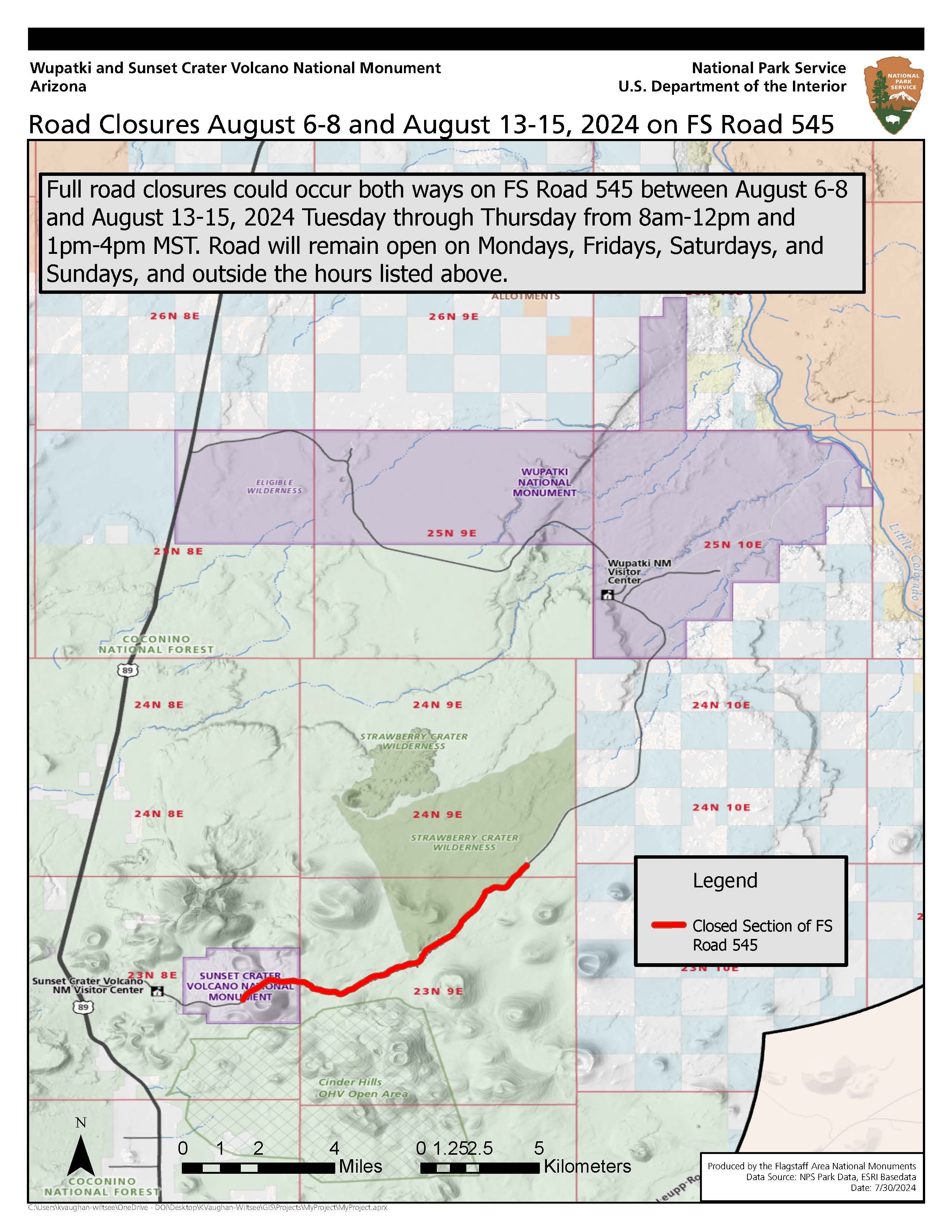 SUCR_2024_Road Closures_portrait pt.2 A map showing closes section of 545 road , detailed in text