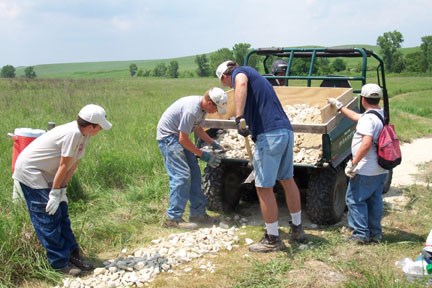 Boyscout troop working on the Southwind Nature Trail