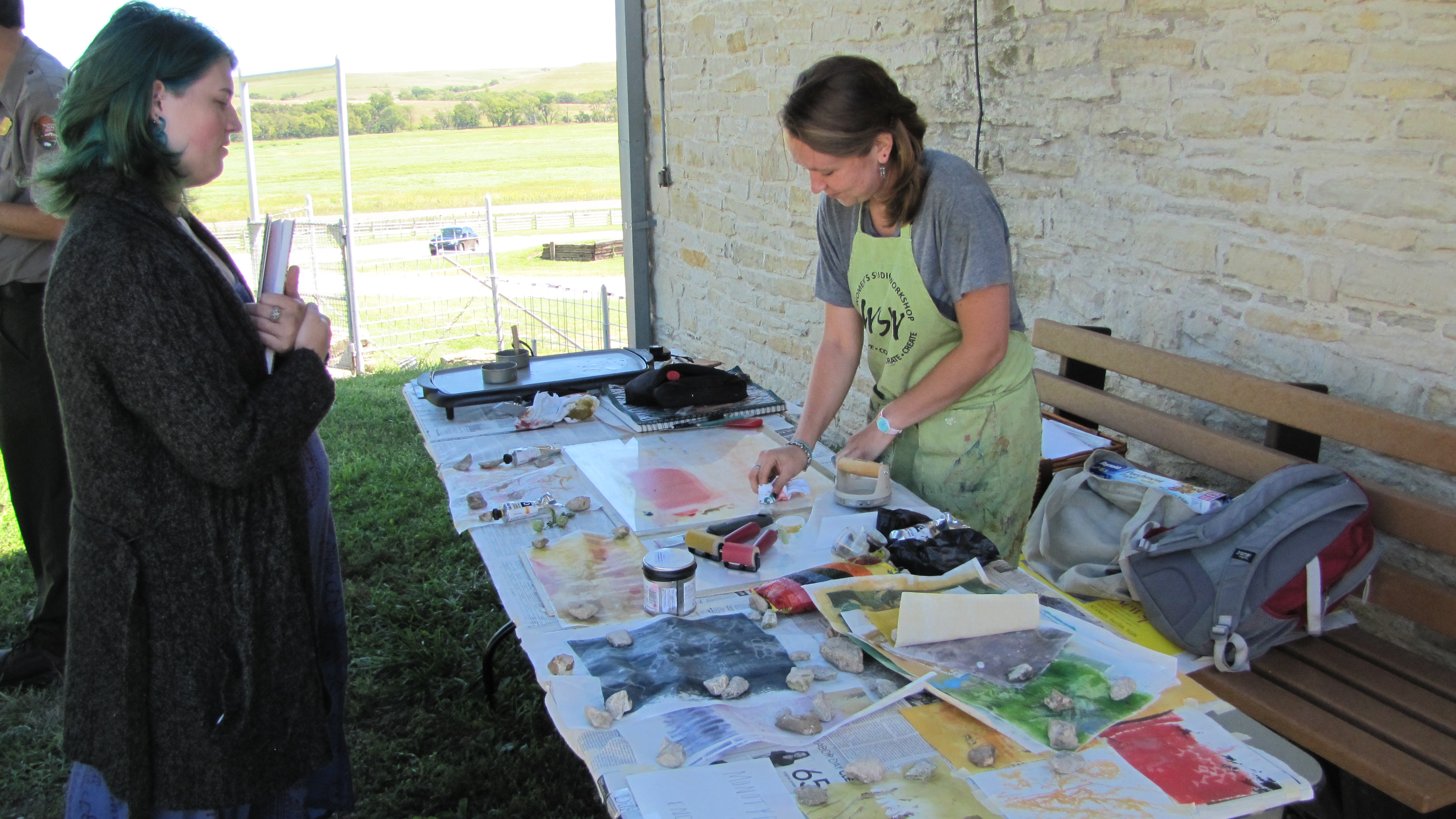 Artist demonstrates how to make prints