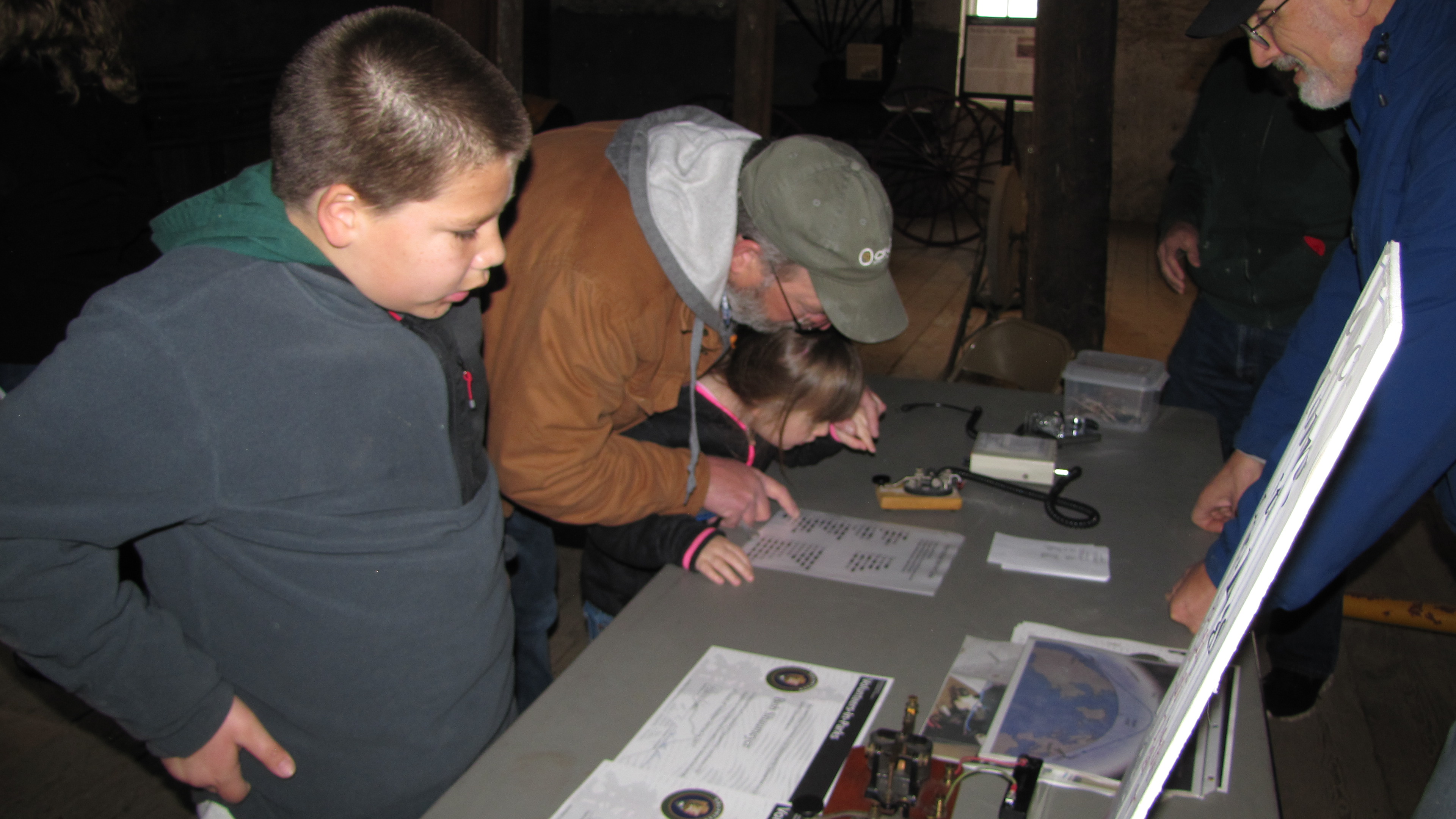 Kids learning about Morse Code
