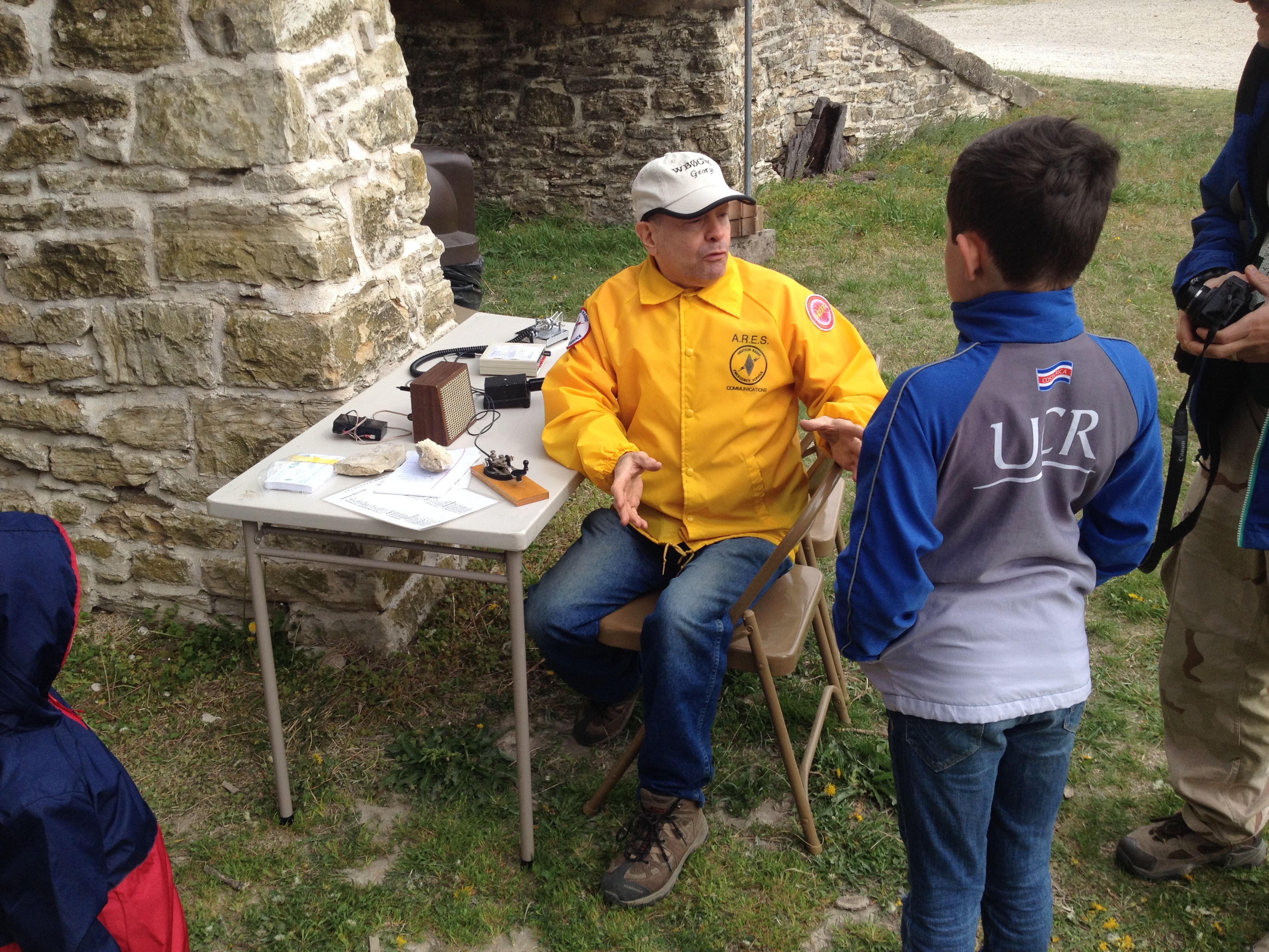 HAM radio operator teaching kids Morse Code