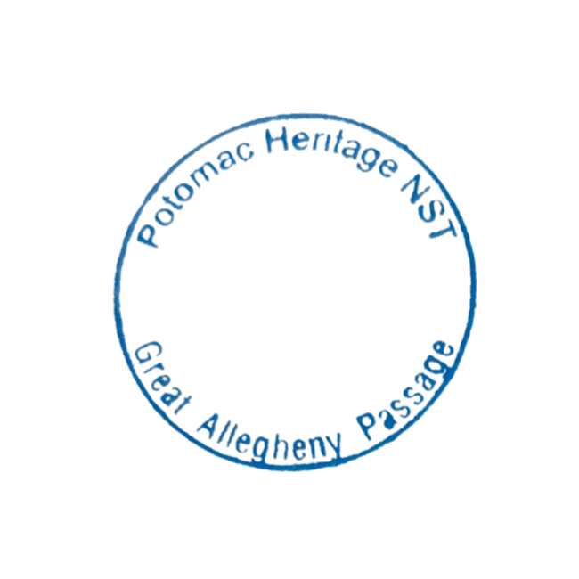 Blue stamp titled Great Allegheny Passage