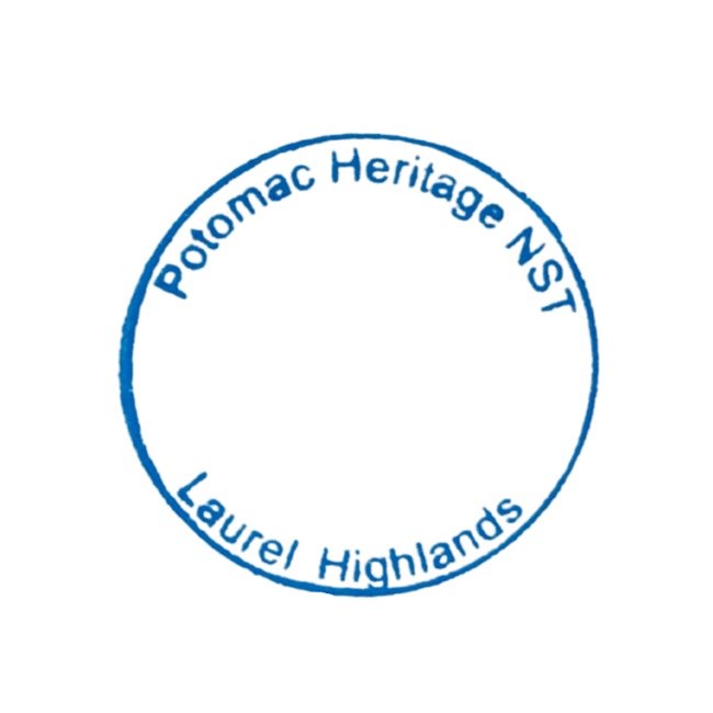 Blue, round stamp labelled Laurel Highlands