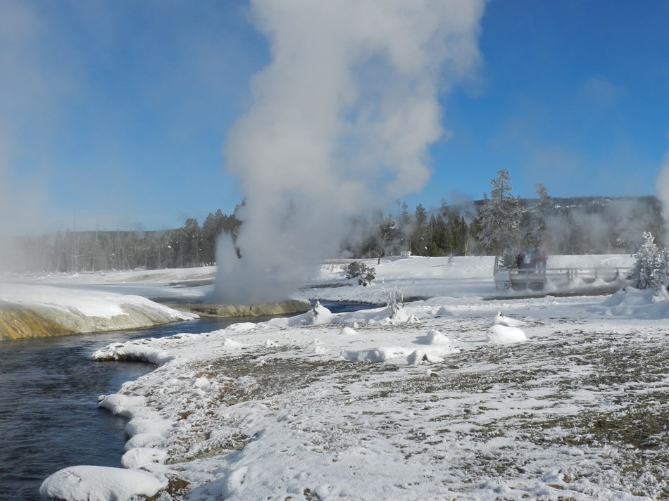 Views of thermal features and the Firehole River as seen from the Black Sand Basin Ski Trail. Views of thermal features and the Firehole River as seen from the Black Sand Basin Ski Trail.