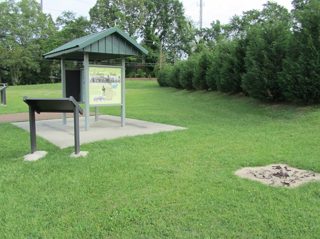 Exhibit panels located at the site of the slave market