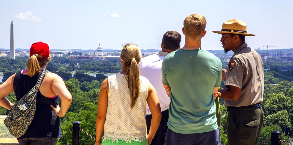 Visitors enjoy the view from Arlington House. Visitors enjoy the view from Arlington House.