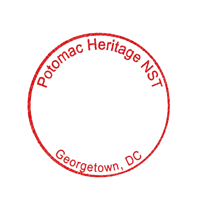 Red, round stamp labelled Georgetown, DC