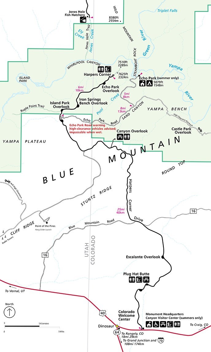 Dinosaur National Monument's Map of the Harper's Corner Area