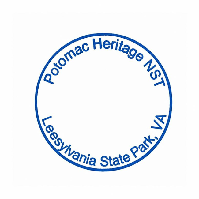 Blue, round stamp labelled Leesylvania State Park, VA