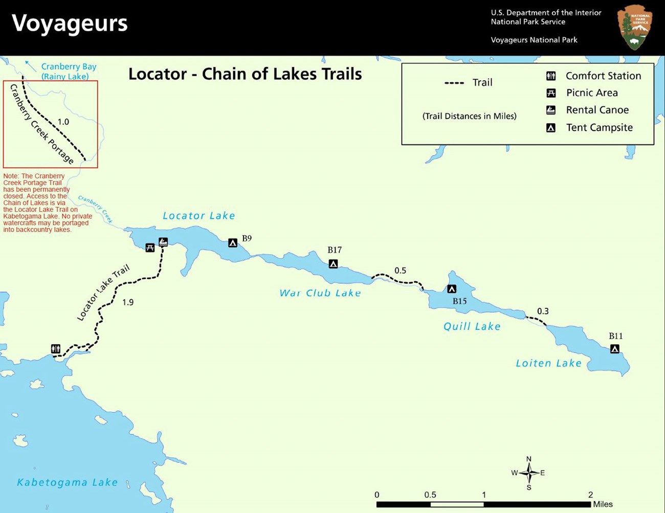 Map image of Chain of Lakes area trails