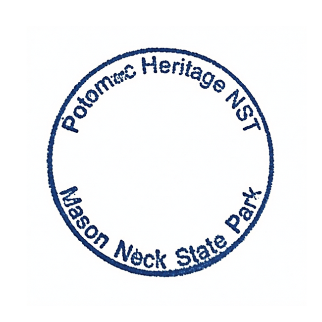 Blue, round stamp labelled Mason Neck State Park