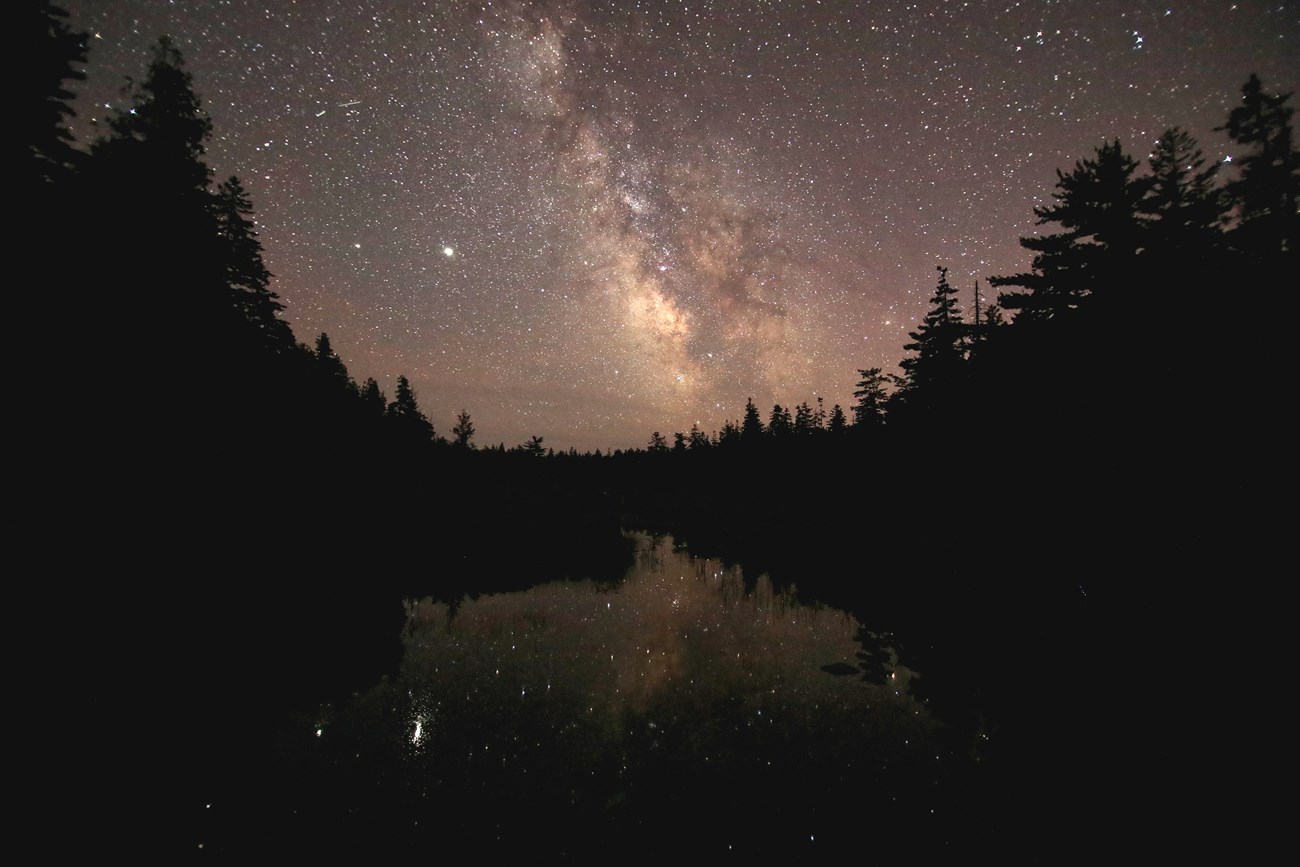 Milky Way from stone bridge at Jordan Pond