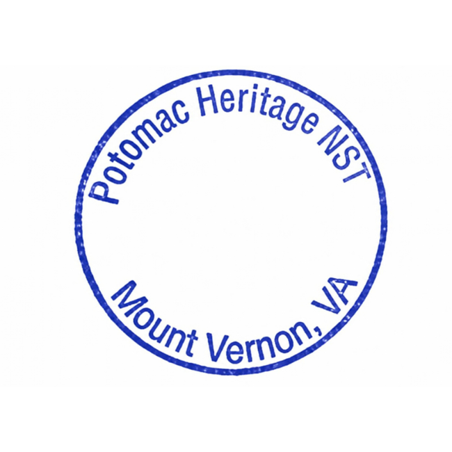 Blue, round stamp labelled Mount Vernon, VA