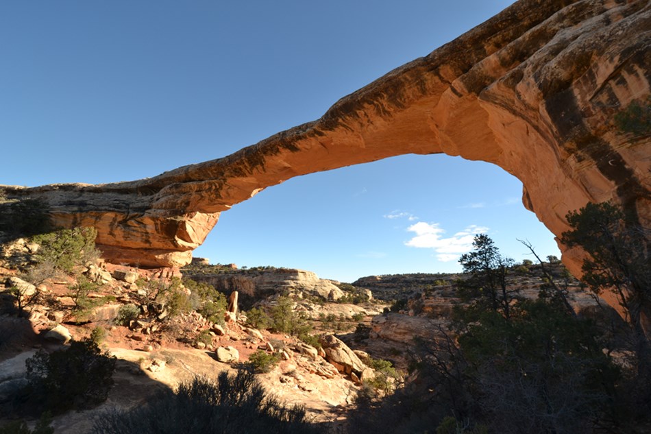 Owachomo Bridge natural bridge from bridge's base Owachomo Bridge natural bridge from bridge's base