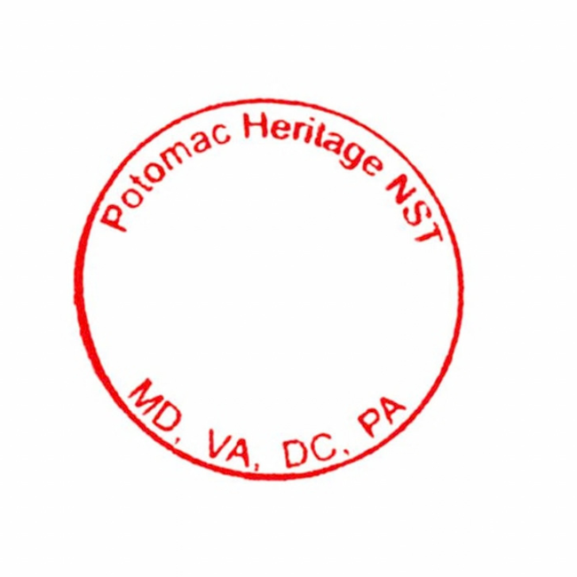 Red, round stamp labelled MD, VA, DC, PA
