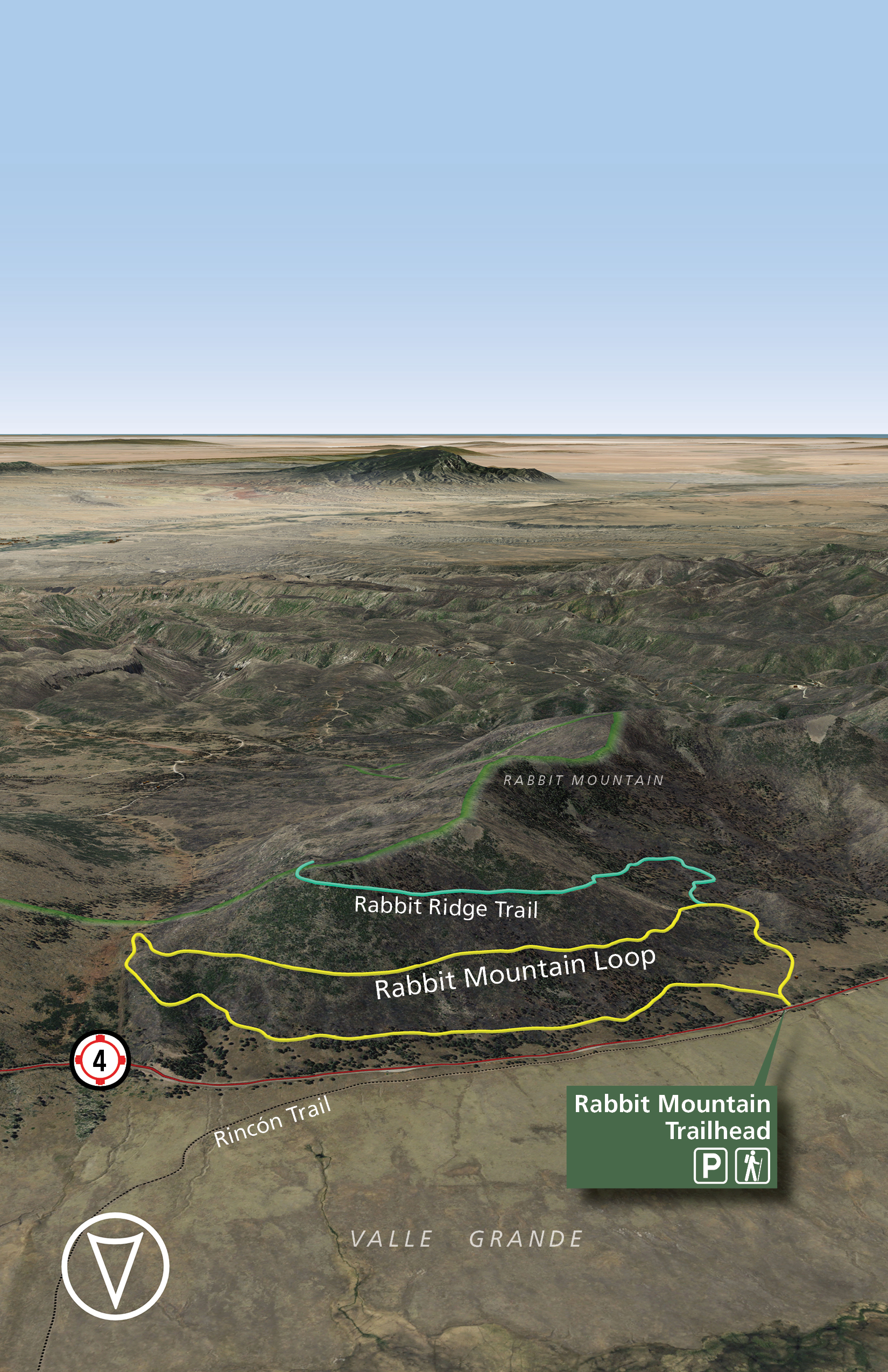 A map showing aerial imagery of Rabbit Mountain and two trails traversing it.