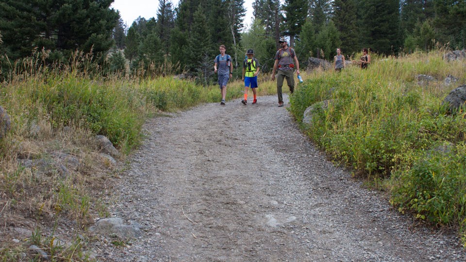 Hikers on Slough Creek Trail