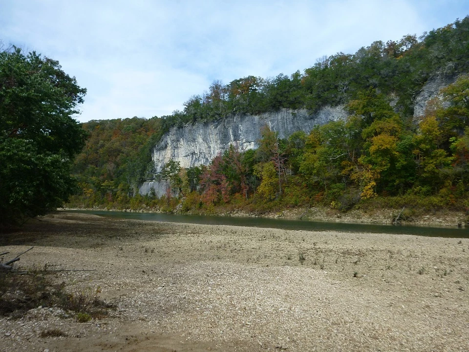 TB 102014 river with bluff in background and gravel bar in foreground