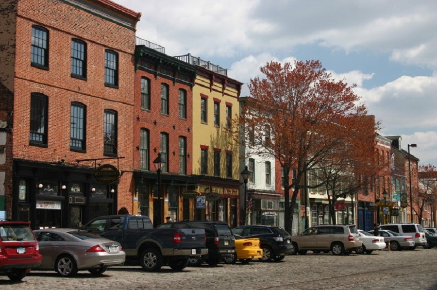 Row houses in Baltimore's Fells Point neighborhood.