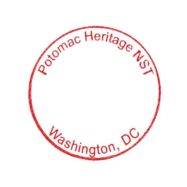 Red, round stamp labelled Washington, DC