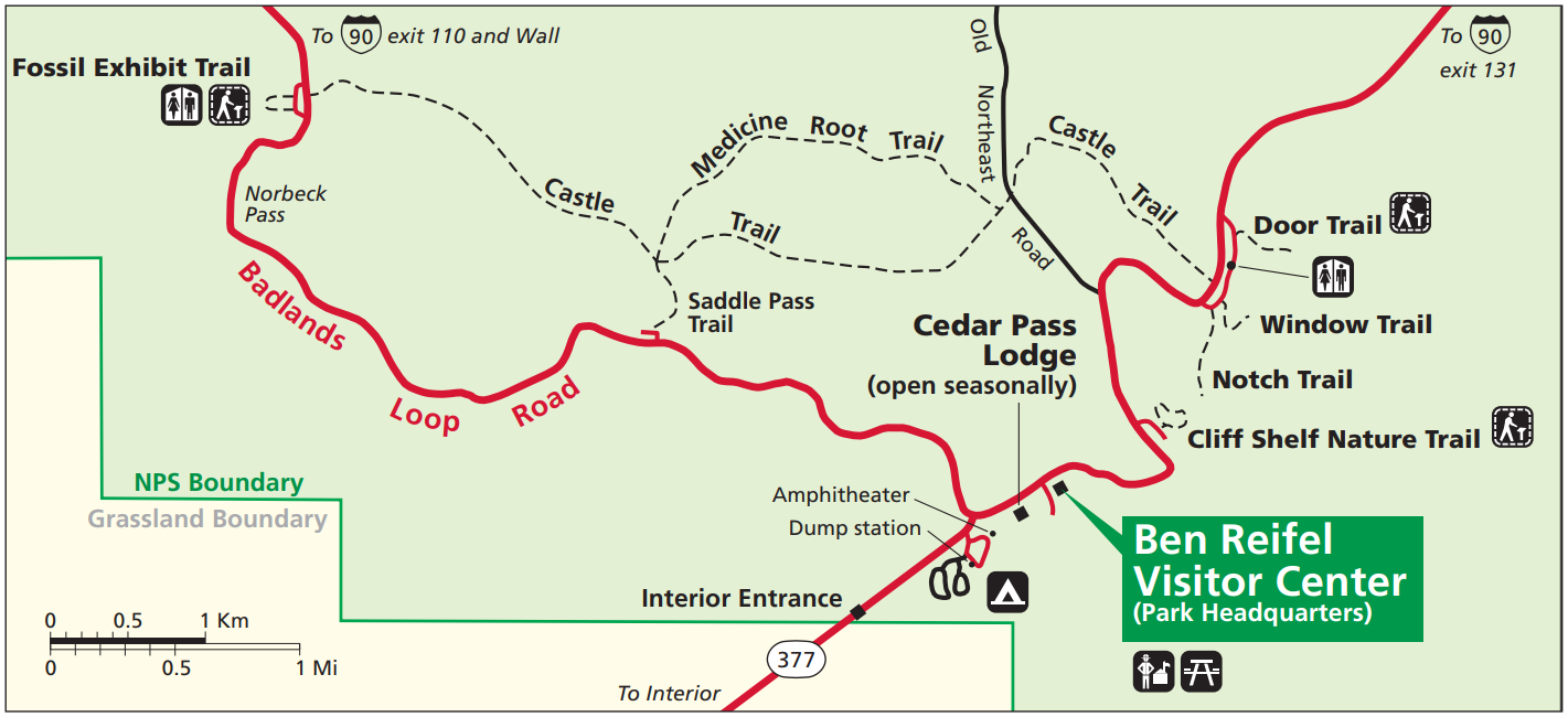 a map of a u shaped road with many trails branching off from it, some short and some very long.