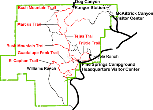 Line art map of the park showing trails that can be used by horses and other stock animals. Line art map of the park showing trails that can be used by horses and other stock animals.