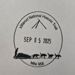 Image of a black outlined circle. Words reading Iditarod National Historical Trail wrapped around.