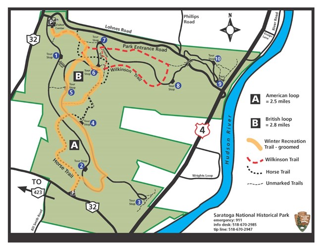 Map showing cross country skiing trails