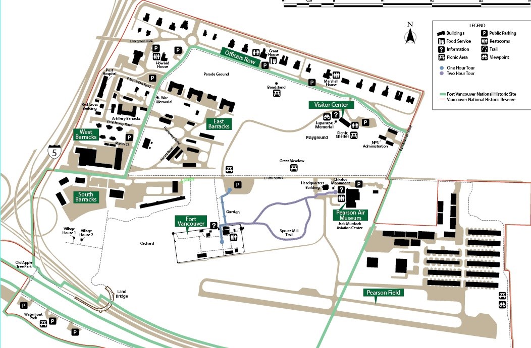 Map of one and two hour tours Map of one and two hour tours