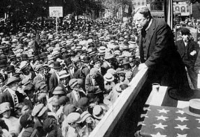 Theodore gives a campaign speech in 1912. Theodore gives a campaign speech in 1912.