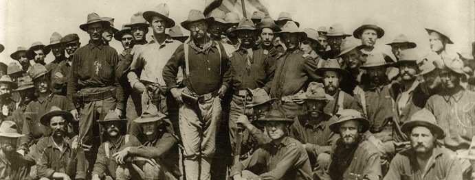 Theodore Roosevelt and the 'Rough Riders' Volunteer Regiment.
