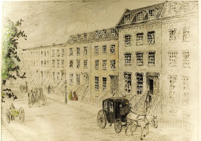 A 1920 rendition of the Roosevelt home on East 20th Street in the mid-1800's. A 1920 rendition of the Roosevelt home on East 20th Street in the mid-1800's.