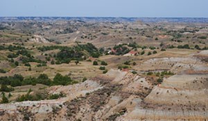 The broken landscape of the badlands.