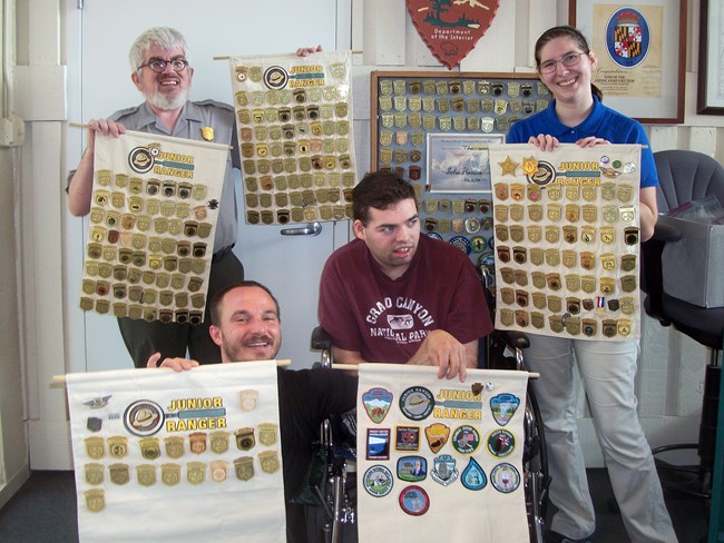 Junior Ranger, Jonathon Ensminger and his Junior Ranger badge collection