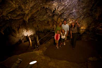 Rangers and visitors alike enjoy the intricate beauty of the Chimes Chamber.