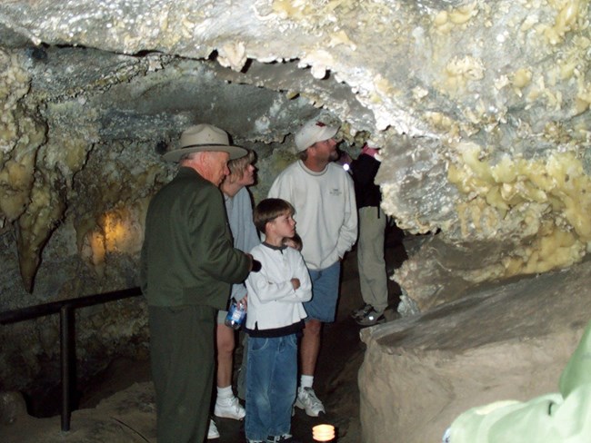 Visitors exploring Timpanogos Cave
