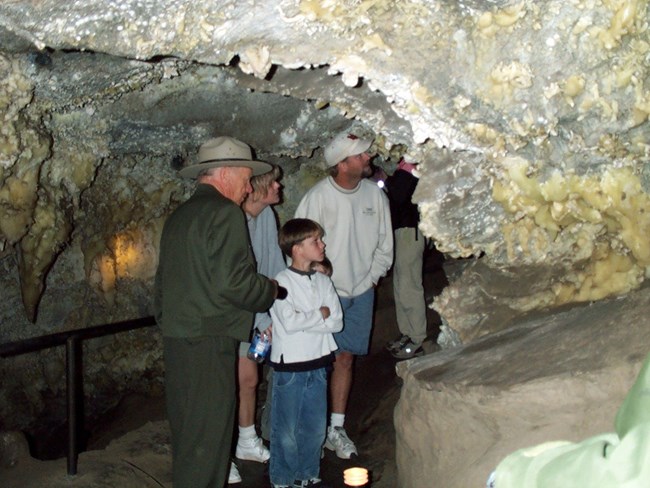 Visitors exploring Timpanogos Cave