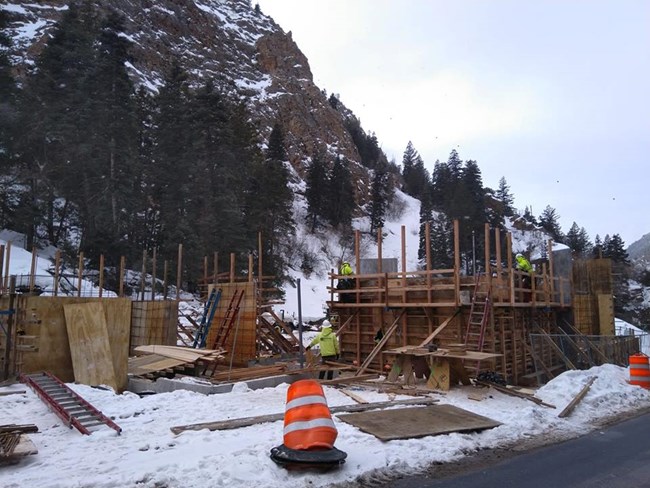 Visitor center walls outlined by forms, prior to pouring of concrete Visitor center walls outlined by forms, prior to pouring of concrete