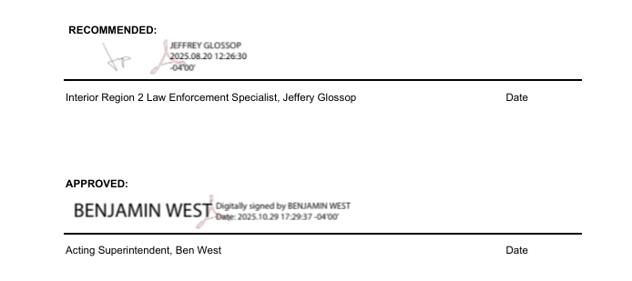 Ben West acting superintendent's signature