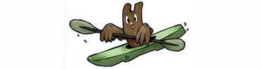 Woodsie, the junior ranger mascot, goes kayaking
