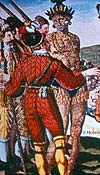Historic drawing of a Timucua chief and French soldier Historic drawing of a Timucua chief and French soldier